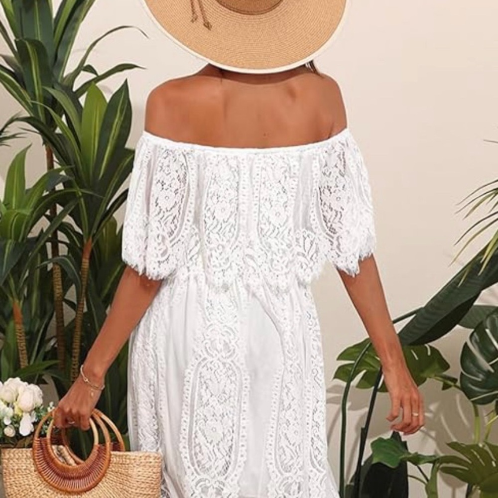 Gorgeous White Lace Off-Shoulder Maxi Dress